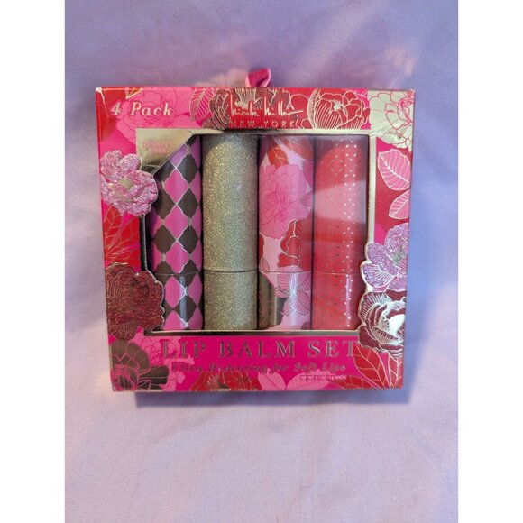 Nicole Miller New York Lip Balm Set 4-Pack Lavender Almond Citrus Vanilla - Picture 1 of 2